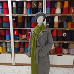 Домотканный шарф из Мериноса с ангорой Сочный фисташковый