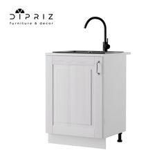 Кухонный модуль под мойку 60 см Венесуэла из массива сосны, белый воск