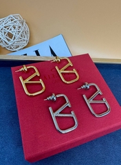 20129- Серьги Valentino с цирконами цвет желтое золото / серебро