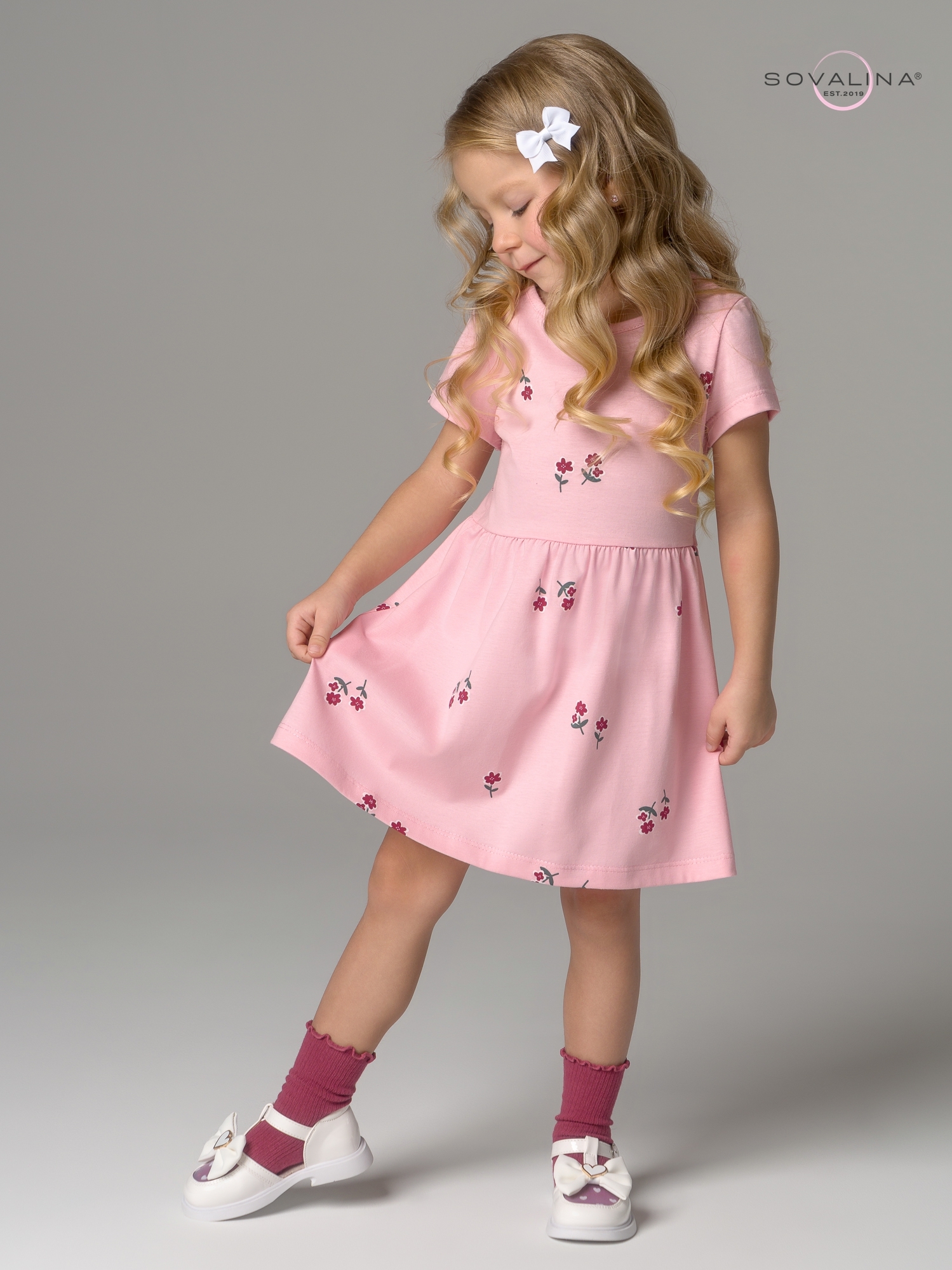 Платье Лето лютики роза