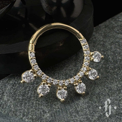 Кликер "Sun" - Желтое золото - White CZ