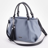 Сумка Саломея 607 гладкий серо-голубой + черный