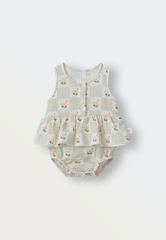 Боди-платье из муслина (цветочек в клетке)