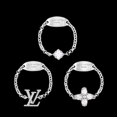 Сет из трёх колец с цепочкой LV качество lux