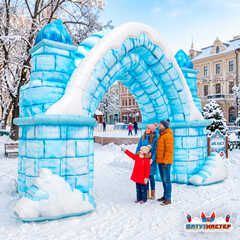 Новогодняя надувная арка «Зимняя крепость», 4×1,5×2,5 м