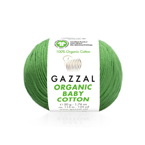 Пряжа Gazzal Organic Baby Cotton 440 аспарагус (уп.10 мотков)