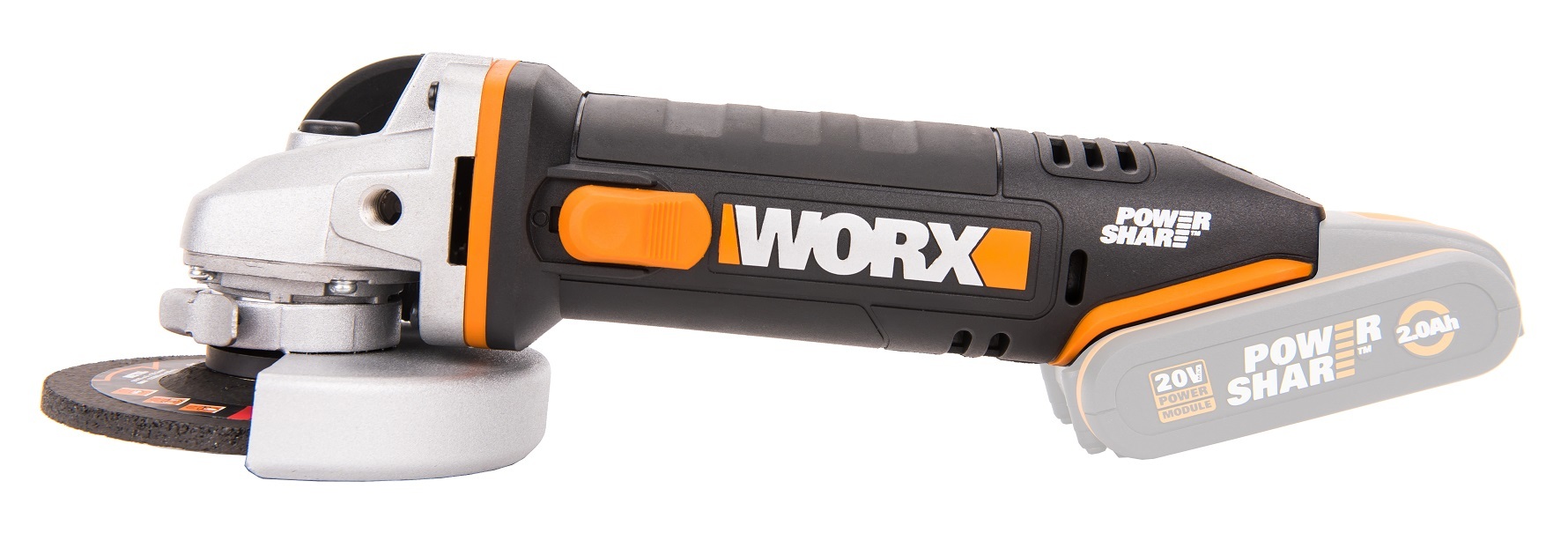 Угловая шлифмашина аккумуляторная WORX WX800.9,20В, 115 мм, без АКБ и ЗУ