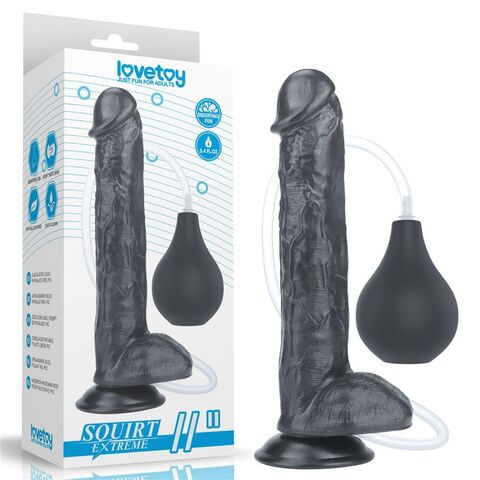 Черный фаллоимитатор-гигант с грушей 11 Squirt Extreme Dildo - 27,5 см. - Lovetoy LV116026