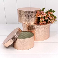 Цилиндр одиночный, Текстура кожи, Металлик Розовое Золото, 14*14*7,5 см, 1 шт.