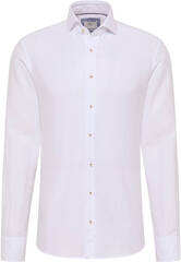 Сорочка мужская 1863 by Eterna Slim Fit 2355-FS82-00 из хлопка со льном белая