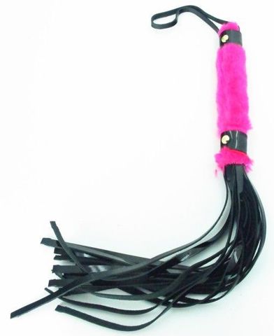 Плеть из лака с розовым мехом BDSM Light - 43 см. - БДСМ Арсенал BDSM Light 740004ars