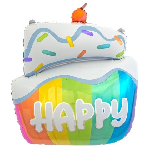 Воздушный шар фигура Праздничный радужный тортик, 89 см