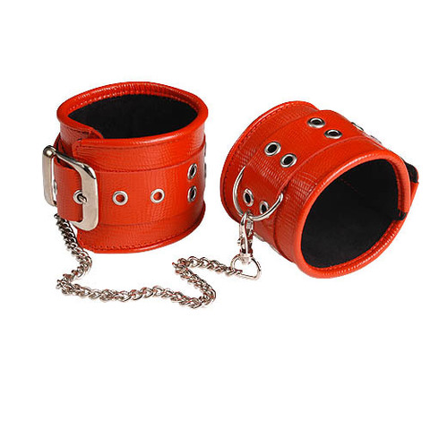 Красные кожаные оковы с широким ремешком - Sitabella BDSM accessories 3072-2