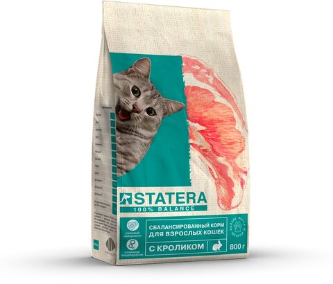 Statera сухой корм для взрослых кошек (кролик) 800 гр