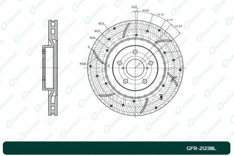 Диск тормозной перфорированный вентилируемый G-brake GFR-21238L левый