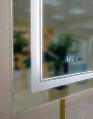 MISTY 2 Неон - Зеркало LED 1200х800 сенсор на зеркале + часы (двойная подсветка)