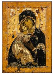 Владимирская икона Божией Матери деревянная на левкасе