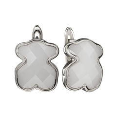 Серьги Мишки с Белой ювелирной Керамикой, silver