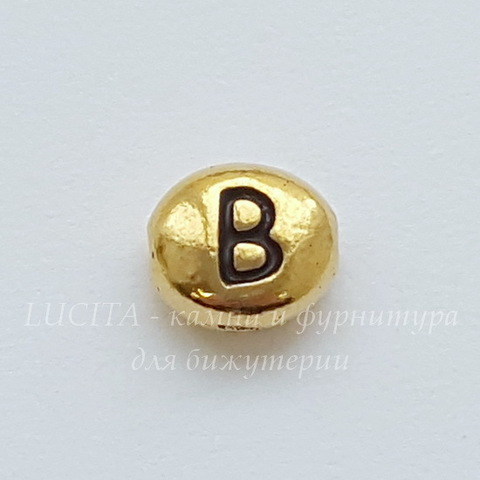 Бусина овальная TierraCast "Буква B" 7х6х3 мм (цвет-античное золото) (20170913_120555)
