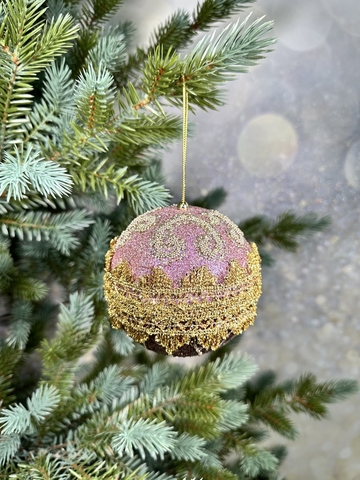 Шар 10см ChristmasDeLuxe premium collection коричнево-лиловый