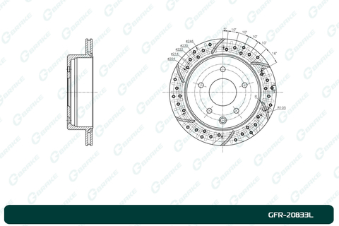 Диск тормозной перфорированный вентилируемый G-brake GFR-20833L левый