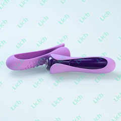 Сиреневый вибратор с двумя сменными насадками Io Key