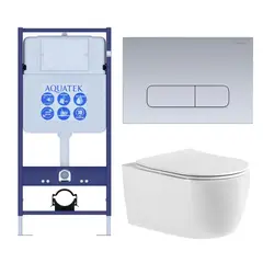 Aquatek SET Aquatek ЕВРОПА cmp014 (рама Aquatek Standard INS-0000012, клавиша KDI-0000014, крепеж KKI-0000002+унитаз ЕВРОПА AQ1106-00 с тонким сиденьем sc) фото