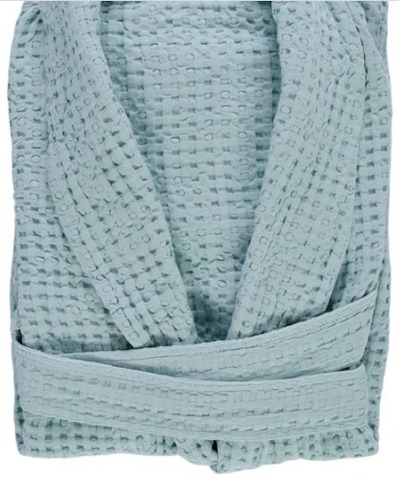 Халат вафельный с шалькой Abyss&Habidecor Поусада 235 голубой