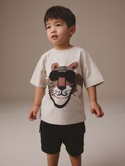 Футболка и шорты в комплекте для мальчика Next E63-602, Песочный, Черный