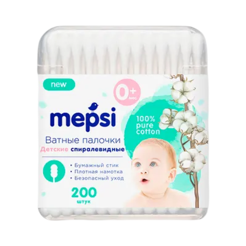 Детские ватные палочки мепси 200шт