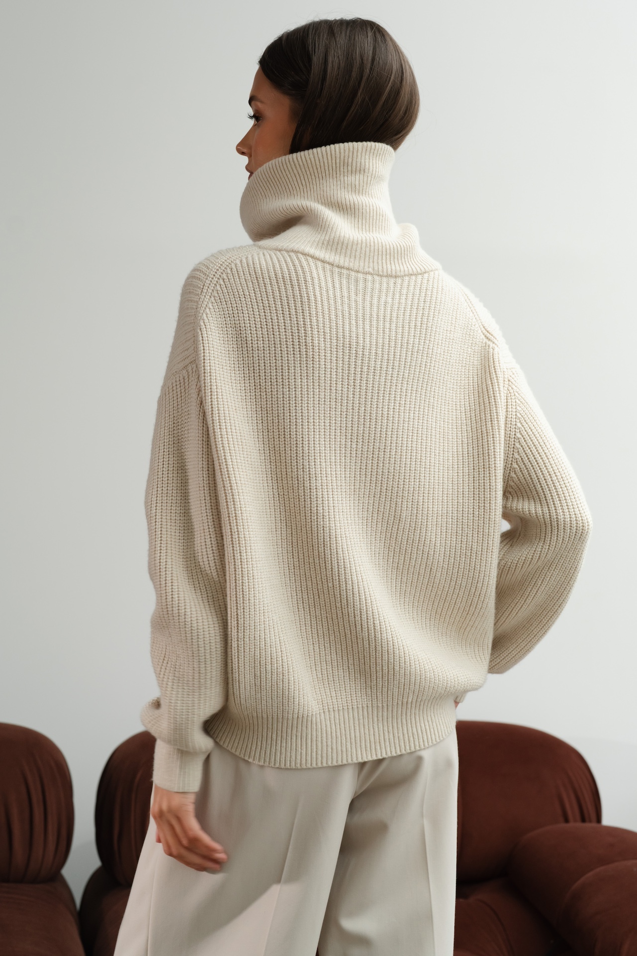 Джемпер с воротником стойкой на молнии с шерстью мериноса