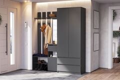 Прихожая с зеркалом комплект мебели Графит серый 180х46х200 см