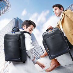 Рюкзак бизнес BOPAI 61-121671A из натуральной кожи черный (уценка)