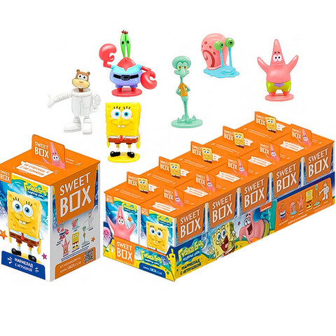 SPONGE BOB SWEET BOX Мармелад с 2Д игрушкой в коробочке 1кор*12бл*10шт, 10гр