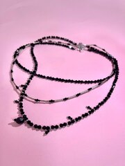 Чокер черный тройной