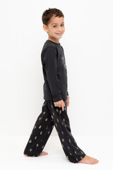 пижама  для мальчика  К 1600/угольный серый,цветные роботы