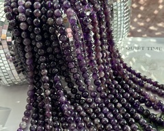 Нить бусин из аметиста с узором 8мм, гладкие