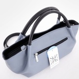 Сумка Саломея 362 гладкий серо-голубой + черный