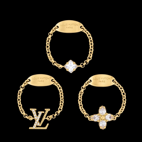 Сет из трёх колец с цепочкой LV качество lux