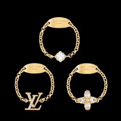 Сет из трёх колец с цепочкой LV качество lux