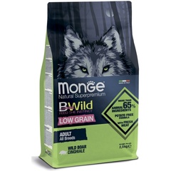 Сухой корм Monge Dog BWild LOW GRAIN для взрослых собак, низкозерновой, из мяса дикого кабана 2,5 кг