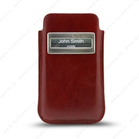 Чехол-пенал кармашек Melkco для iPhone 4s/ 4 Leather Case iCaller Type (Vintage Red) with Melkco Cover