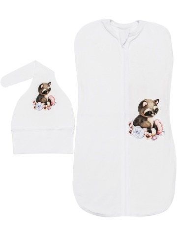 Трикотажная пеленка-кокон "Енотик" с шапочкой