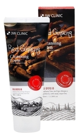 3W CLINIC Red Ginseng Cleansing Foam Пенка для умывания с женьшенем