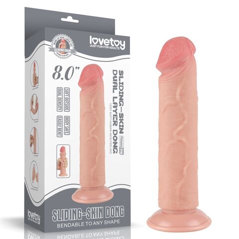 Телесный фаллоимитатор 8 Sliding Skin Dual Layer Dong - 20 см. - Lovetoy LV317206