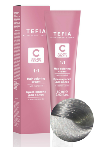 Крем-краска для волос 12,1 суперосветляющий экстрапепельный Color Creats Tefia, 60 мл