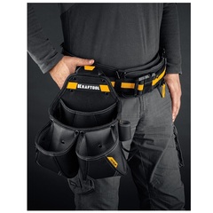 KRAFTOOL KP-15 с быстросъёмным креплением FastClip, 15 карманов и петель, 350 х 320 мм, поясная сумка (38771)