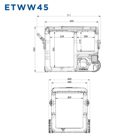 Компрессорный автохолодильник ALPICOOL ETWW45 (45 л.) 12-24-220В