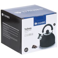 Чайник нерж, 2.5 л, свист, мат, ручк металл, Daniks, чер, GS-04001