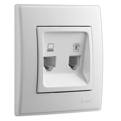 LESYA 705 0202 143 Розетка комп.+телеф. белая с белой вставкой (10шт)120шт